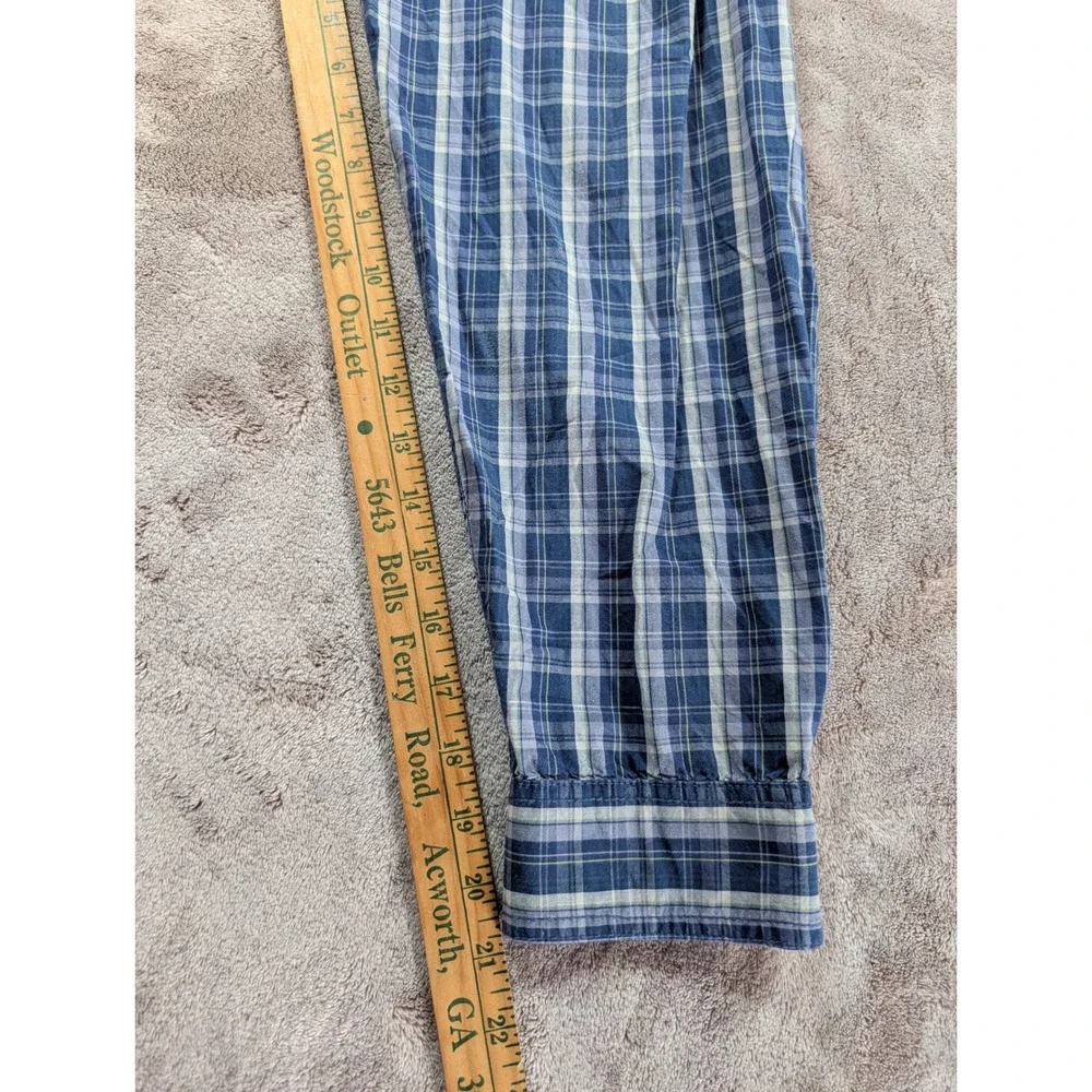The North Face Button Up Shirt Mens XXL Blue Plaid Long Sleeve Chest Pocket